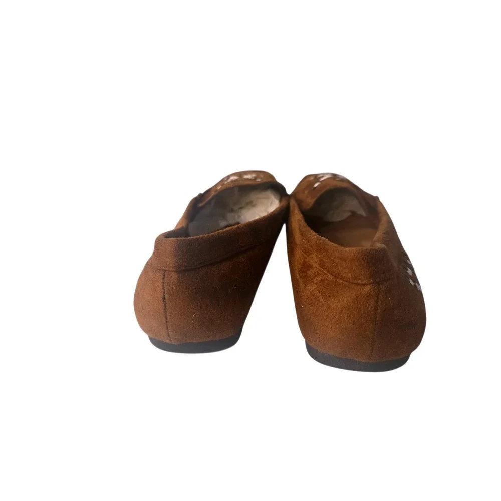 Comfortview Elia Brown Suede Fabric Loafers Whipstitch Moc Toe Mens 12WW